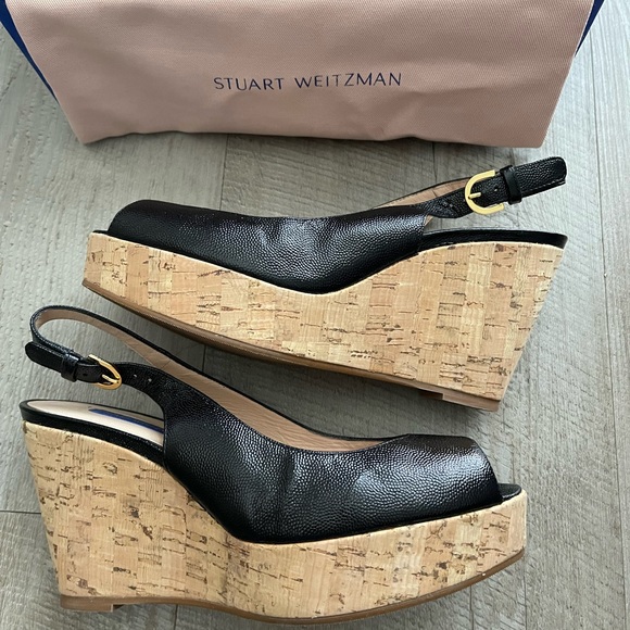 Black Stuart Weitzman Slingback Wedge